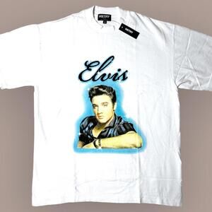NWT HSTRY X Elvis Airbrush Graphic T-Shirt White Unisex M